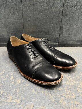 MAISON MARTIN MARGIELA Black Leather Cap Toe Oxford Shoes SZ EU 44 US 11